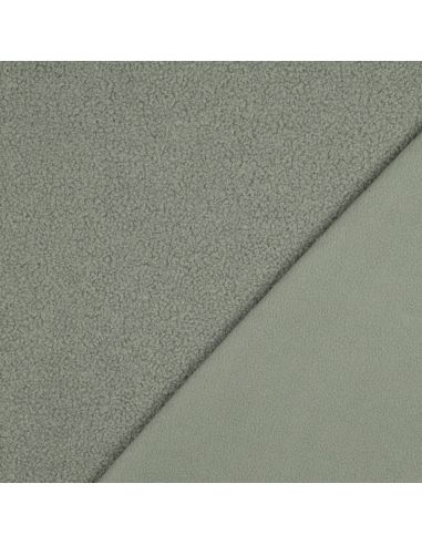 Doppelseitiger Teddy-Fleece-Stoff - Graugrün