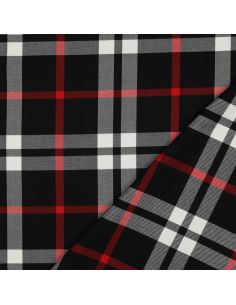 Schottisches Tartan-Gewebe - Schwarz, Weiß und Rot