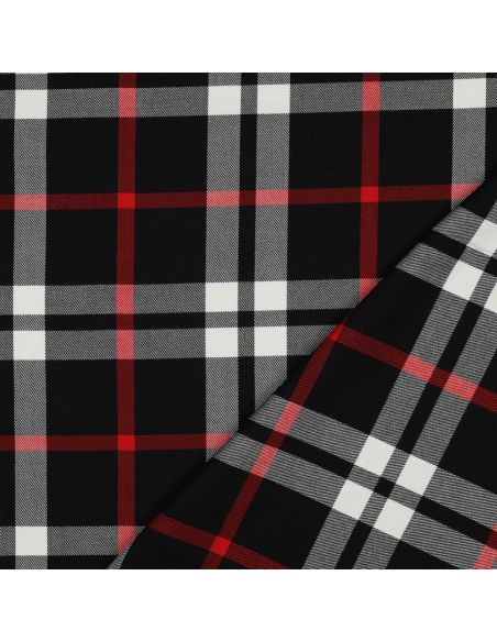 Schottisches Tartan-Gewebe - Schwarz, Weiß und Rot