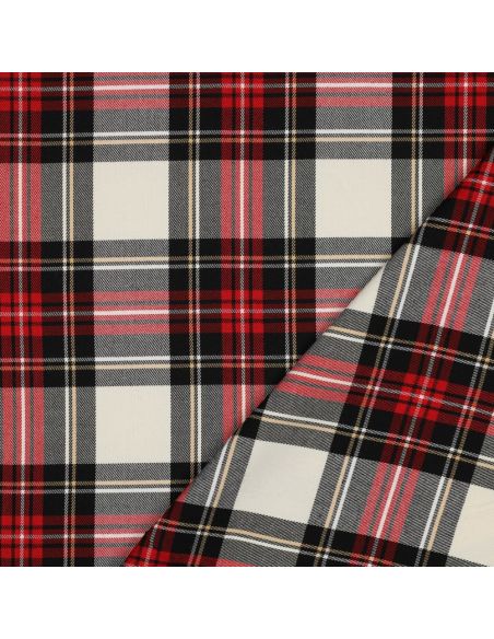 Schottisches Tartan-Gewebe - Schwarz, Rot, Gelb und Weiß