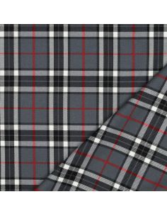 Schottisches Tartan-Gewebe - Schwarz, Grau und Rot