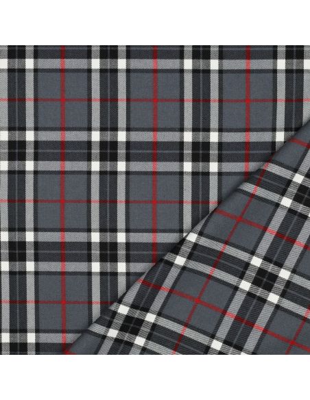 Schottisches Tartan-Gewebe - Schwarz, Grau und Rot
