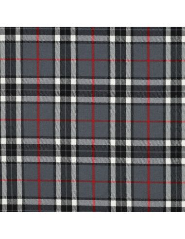 Schottisches Tartan-Gewebe - Schwarz, Grau und Rot