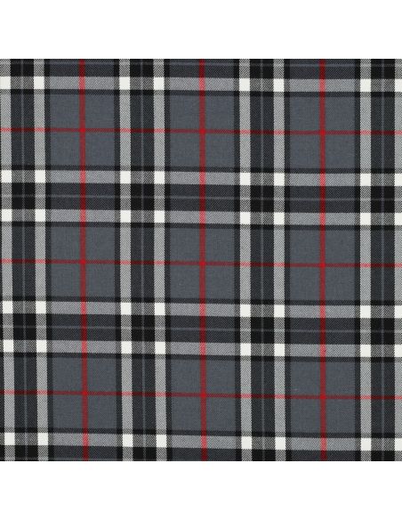 Schottisches Tartan-Gewebe - Schwarz, Grau und Rot