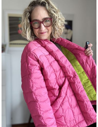 Beidseitig gesteppter Pop-Stoff - Rosa und Gelb