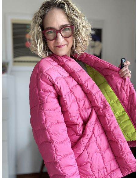 Beidseitig gesteppter Pop-Stoff - Rosa und Gelb
