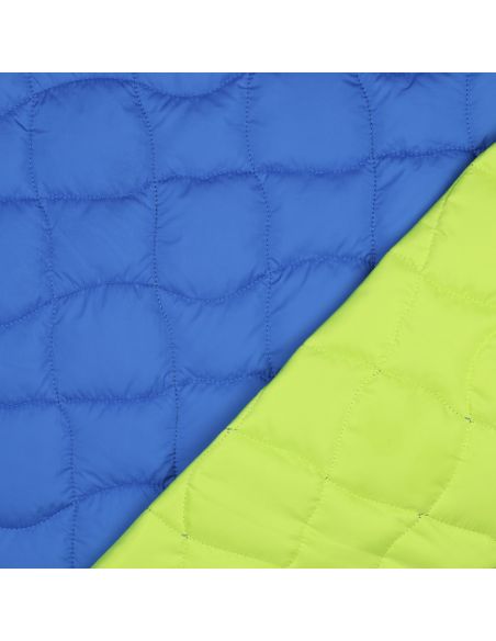 Beidseitig gesteppter Stoff Pop - Blau und Anisgrün