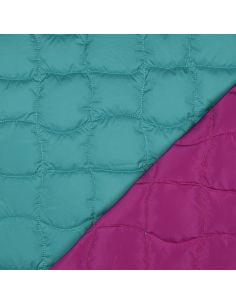 Beidseitig gesteppter Stoff Pop - Cyan und Kirsche