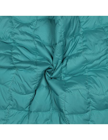 Beidseitig gesteppter Stoff Pop - Cyan und Kirsche