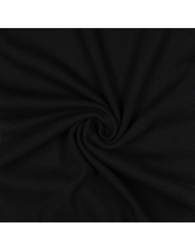 Rippenstrick-Jersey-Stoff - Schwarz