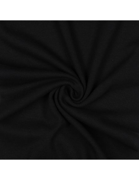 Rippenstrick-Jersey-Stoff - Schwarz