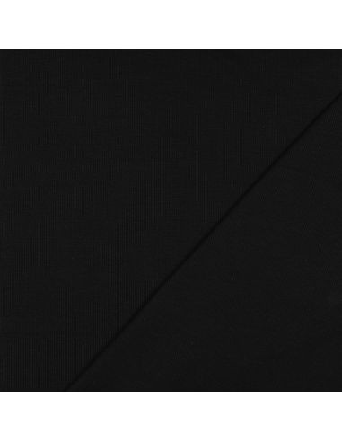 Rippenstrick-Jersey-Stoff - Schwarz