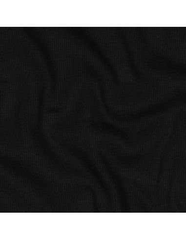 Rippenstrick-Jersey-Stoff - Schwarz