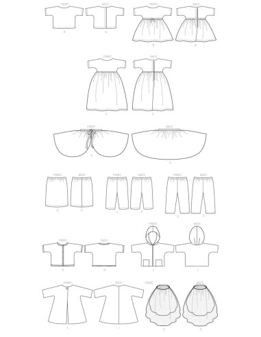Schnittmuster für Puppenkleidung - Butterick 6606