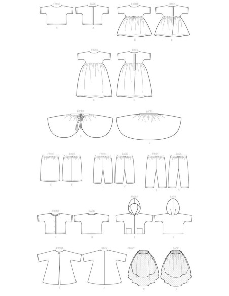 Schnittmuster für Puppenkleidung - Butterick 6606