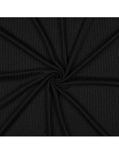 Geripptes Strickgewebe mit Lurex - Schwarz Silber