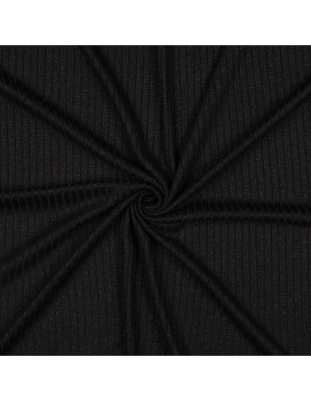 Geripptes Strickgewebe mit Lurex - Schwarz Silber