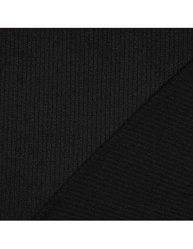 Geripptes Strickgewebe mit Lurex - Schwarz Silber