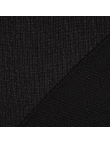 Geripptes Strickgewebe mit Lurex - Schwarz Silber