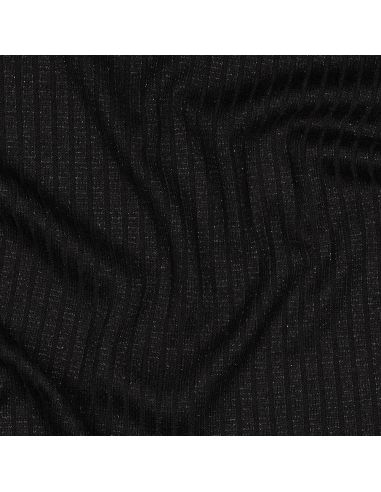 Geripptes Strickgewebe mit Lurex - Schwarz Silber