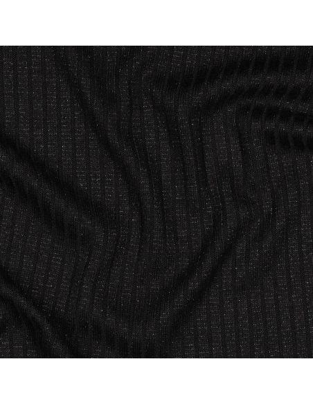 Geripptes Strickgewebe mit Lurex - Schwarz Silber