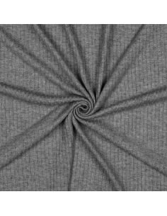 Rippenstrick-Lurex-Stoff - Silbergrau