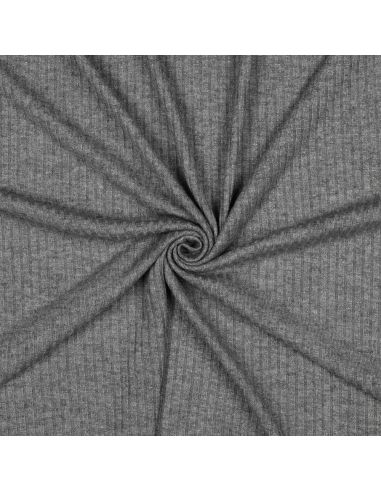 Rippenstrick-Lurex-Stoff - Silbergrau