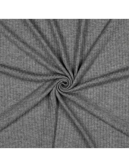 Rippenstrick-Lurex-Stoff - Silbergrau