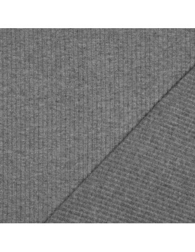 Rippenstrick-Lurex-Stoff - Silbergrau