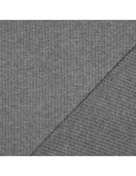 Rippenstrick-Lurex-Stoff - Silbergrau