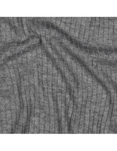 Rippenstrick-Lurex-Stoff - Silbergrau