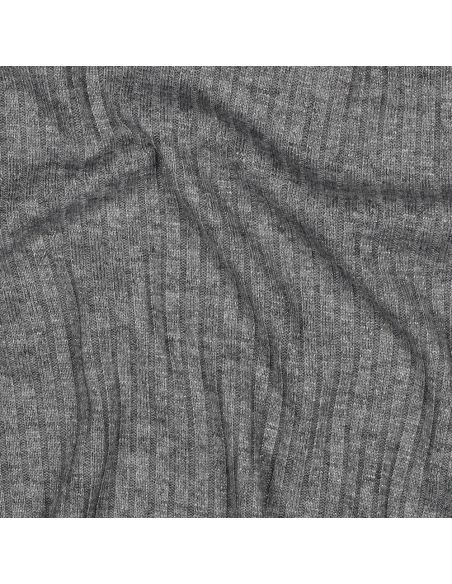 Rippenstrick-Lurex-Stoff - Silbergrau