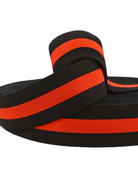 Schwarzer und roter gestreifter Fantasie-Gummiband 40 mm