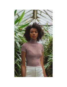 Geripptes Strickgewebe mit Lurex - Roségold 2