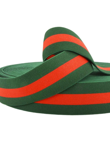 Grünes und rotes gestreiftes Fantasie-Gummiband 40 mm