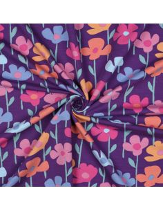 Sweatstoff Wiesenblumen - Violetter Hintergrund