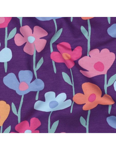 Sweatstoff Wiesenblumen - Violetter Hintergrund