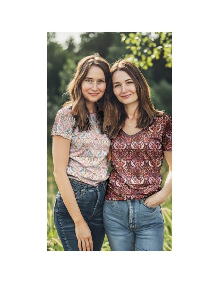 Bedruckter Jersey-Stoff Clara - Weißer Hintergrund