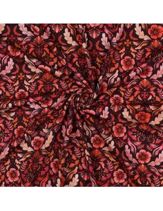 Bedruckter Jersey-Stoff Clara - Roter Hintergrund