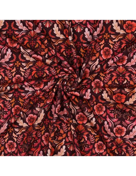 Bedruckter Jersey-Stoff Clara - Roter Hintergrund
