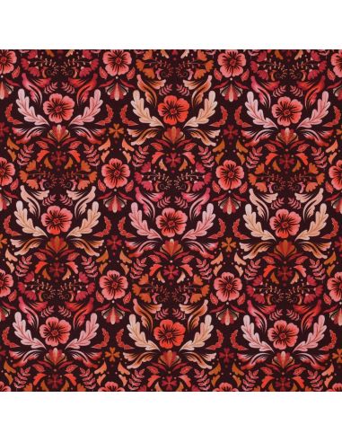 Bedruckter Jersey-Stoff Clara - Roter Hintergrund