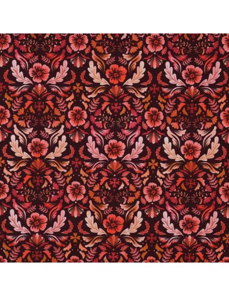 Bedruckter Jersey-Stoff Clara - Roter Hintergrund