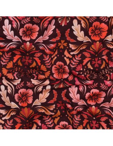 Bedruckter Jersey-Stoff Clara - Roter Hintergrund