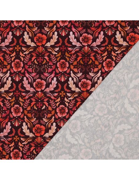 Bedruckter Jersey-Stoff Clara - Roter Hintergrund