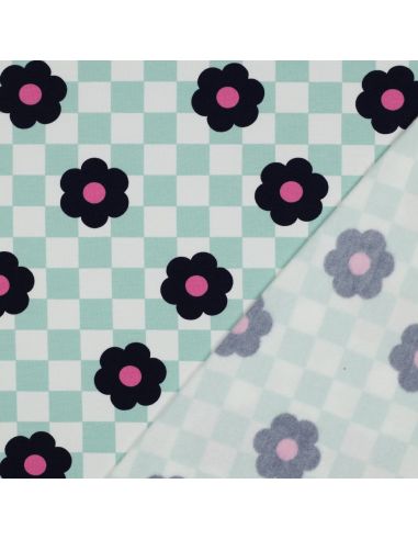 Leichter Sweatstoff mit Blumen - Grün