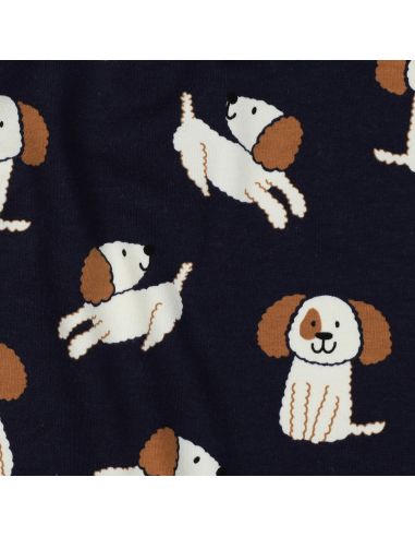 Leichter Sweatstoff mit Hunden - Marineblau