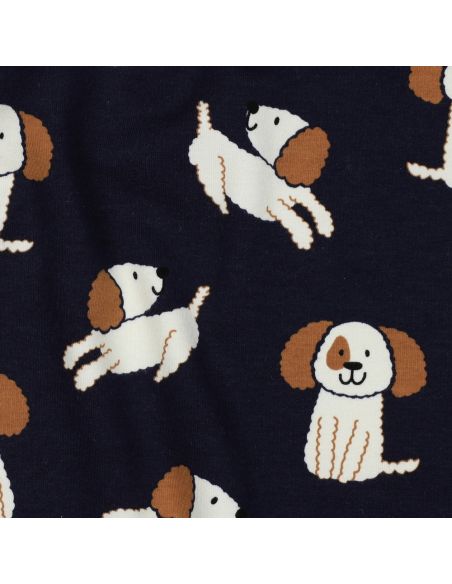 Leichter Sweatstoff mit Hunden - Marineblau