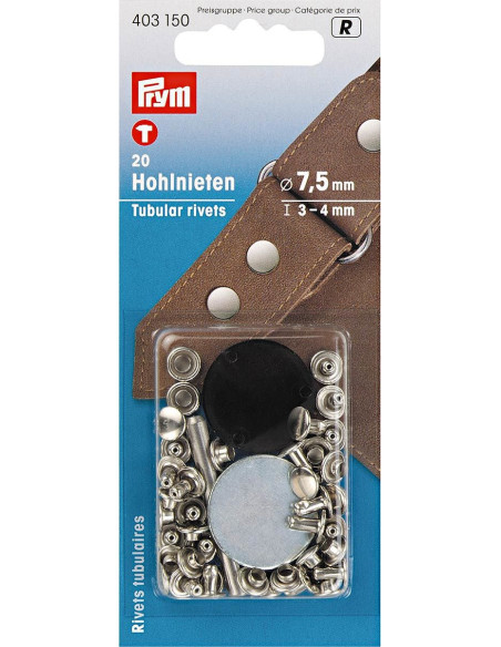 Satz mit 20 Hohlnieten mit Bohrwerkzeug 3-4 mm