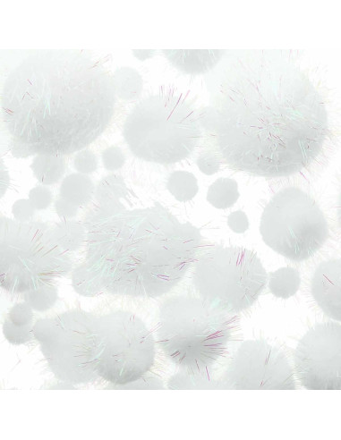 Set mit 60 glänzenden Pompons - Irisierend