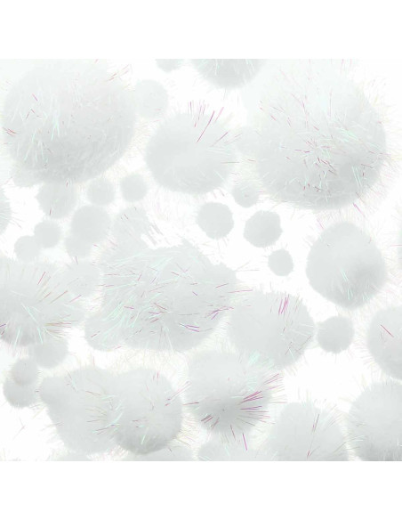 Set mit 60 glänzenden Pompons - Irisierend